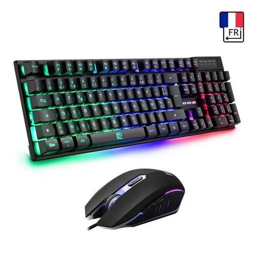 KIT Clavier Gamer pic1010 AZERTY - Haute Performance - Semi-Mécanique - 3 Mode Éclairé Chromatique RGB + 3200DPI Souris gamer + tapis souris