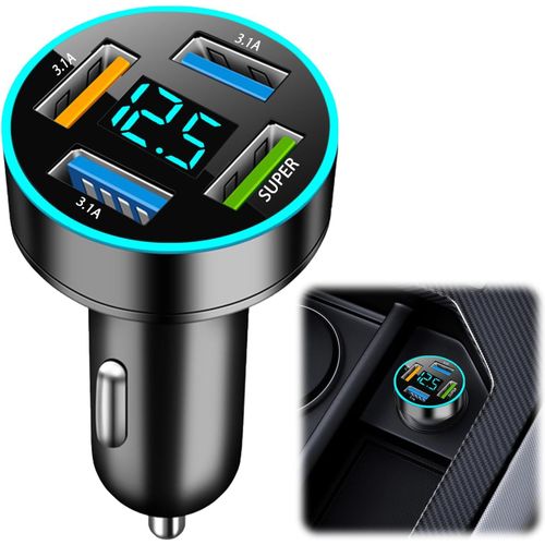 Allume Cigare Usb, 4 Ports 66w Chargeur Voiture, Prise Charge Rapide Chargeur Voiture Avec Led Voltmètre, Alumencigare Usb C Teléfonos Inteligentes.[F2324]