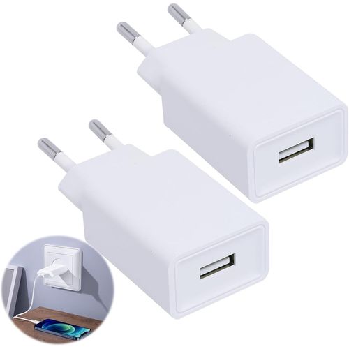 Chargeur Usb A, 2 Packs Prise Secteur Usb 5v 2a, Adaptateur De Rapide Prise Universel, Adapte Secteur Usb, Embout Charger 5w Pour Smartphone/Smartwatch/Ecouteurs.[F2567]