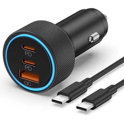 Chargeur Voiture 3 Ports (2c1a) 66w Et Câble Usb C , Allume Cigare Usb Avec Pd/Qc, Prise Adaptateur Secteur Pour Iphone 16 15 Pro Max/Pro/Plus, Samsung Galaxy S24/S23, Google Pixel 9/8/7.[F3873]
