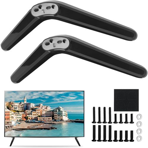 Pieds de Piédestal de Base TV Universels, Support de Table TV Pieds de Meuble TV pour 27-55 Pouces, Installation Facile sans Perçage, avec Jeu de vis et, Entraxe de 17 mm à 20 mm.[S1167]