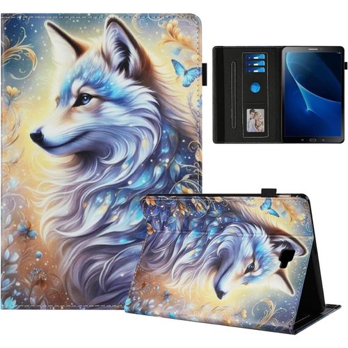 Coque Pour Samsung Galaxy Tab A6 10,1 Pouces Sm-T580/T585 Impression Graphique Housse En Tablette Cuir Pu Protection Pour Samsung Galaxy Tab A6 10,1 Sm-T580/T585 Loup Blanc.[F5927]