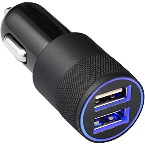 Chargeur Voiture/Camion Allume-Cigare Usb - Double Port Usb 5v / 4.8a / 24w Chargeur De Voiture Compatible Avec Iphone Séries 16/15 / 14/13, Samsung Galaxy S24 / S23 / S22 / S21 - Noir.[F3989]
