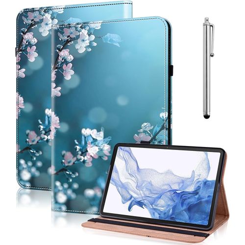 Coque Pour Samsung Galaxy Tab A 9.7 Pouces (Sm-P550/Sm-T550/Sm-T555),Étui Housse De Protection Ultra Fin En Cuir Pu Avec Fonction Support Pour Samsung Tab A 9.7 Pouces -Fleur De Prunier.[F6569]