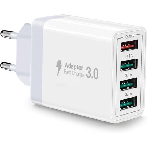 Chargeur Usb, Bloc D'alimentation Qc3.0 Station De Charge Usb 33 W Chargeur Usb À 4 Ports Chargeur Rapide Compatible Avec Iphone 12/13/14/15/16/Samsung S22/S23/S24/Xiaomi/Oppo/Huawei/Oneplus.[F4089]