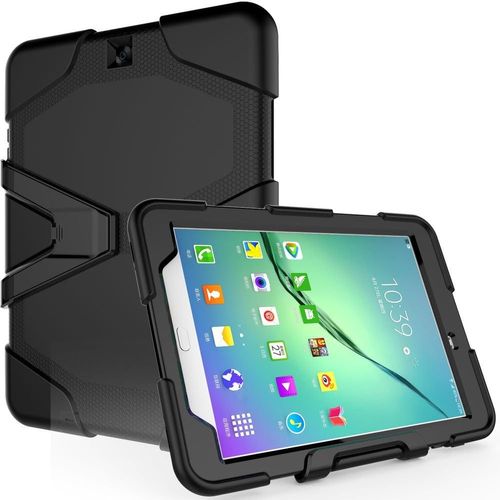 G-Shock Étui Pour Galaxy Tab S2 9.7 Housse Coque Rigide, Très Haute Protection Anti-Choc Avec Support Amovible Compatible Pour Samsung Galaxy Tab S2 9.7 Pouces (Séries Sm-T810) [Noir].[F4959]