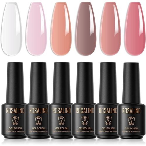 Vernis Semi Permanent, 6 Couleurs Nu Pastel Brun Blanc Soak Off Vernis À Ongle Gel Uv Led Nail Art 7 Ml Vernis Permanent Jelly Soak Off Manucure 