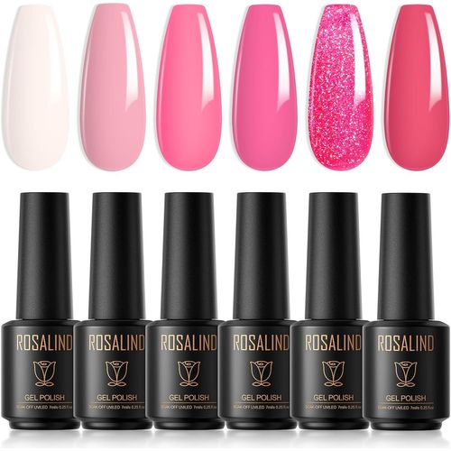 Vernis Semi Permanent, 6 Couleurs Nu Pastel Paillette Soak Off Vernis À Ongle Gel Uv Led Nail Art 7 Ml Vernis Permanent Soak Off Manucure 