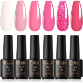 Vernis Semi Permanent, 6 Couleurs Nu Pastel Paillette Soak Off Vernis À Ongle Gel Uv Led Nail Art 7 Ml Vernis Permanent Soak Off Manucure 