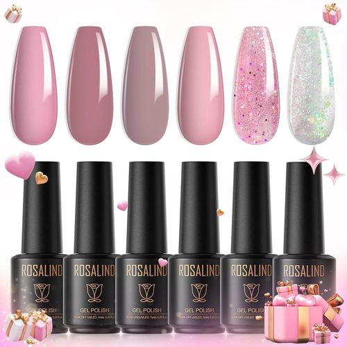 Vernis Semi Permanent, 6 Couleurs Pastel Argent Paillette Soak Off Vernis À Ongle Gel Uv Led Nail Art 7 Ml Vernis Permanent Soak Off Manucure 