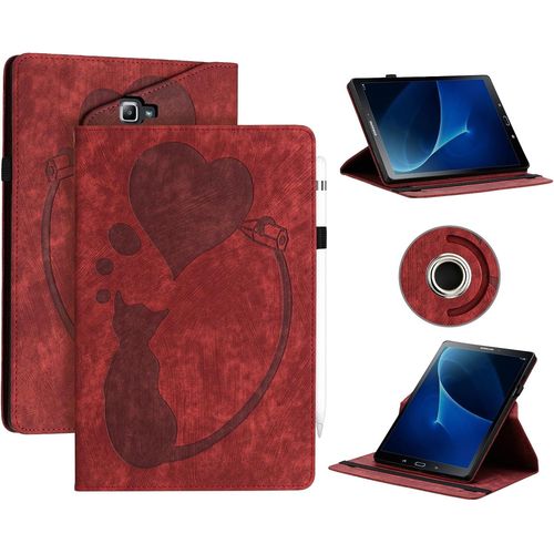 Étui Coque Pour Samsung Galaxy Tab A 10,1 2016 (T580 / T585) - Étui En Cuir Pu Avec Fonction Support/Portefeuille Coque Tablette Galaxy Tab A 10,1 (Rouge).[F6748]
