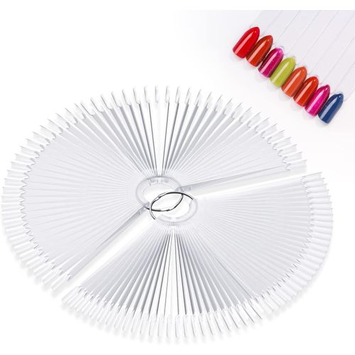 Alle's 100pcs Nuancier Ongle,Transparent Présentoir De Couleurs Pour Faux Ongles, Éventails D'affichage, Vernis Semi Permanent 