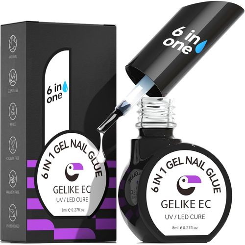 6 En 1 Colle Faux Ongles Gel: Colle Capsule Americaine Ongle Uv - Gummy Base Pose Americaine Builder, Pour Vernis Semi Permanent, Faux Ongles, 8ml 
