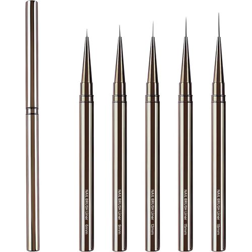 6/9/12/15/18mm Pinceau Nail Art Ongles Professionnel Avec Capuchon, 5 Pièces Pinceaux Extra Fine Ultra Fin Liner Set Pour Vernis Semi Permanent Ongle Gel Peinture Acrylique 
