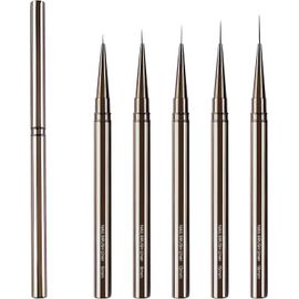 6/9/12/15/18mm Pinceau Nail Art Ongles Professionnel Avec Capuchon, 5 Pièces Pinceaux Extra Fine Ultra Fin Liner Set Pour Vernis Semi Permanent Ongle Gel Peinture Acrylique 