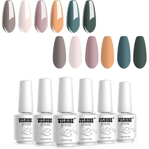 Vernis Gel Semi Permanent - Vernis À Ongles Nu Olive Vernis Uv Led Gel Nail Polish Varnish Soak Off 6 Couleurs Manucure Nail Art 8ml 