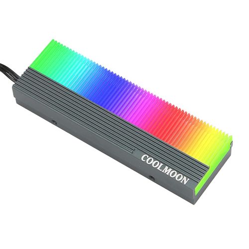 Refroidisseur de Dissipateur Thermique SSD M.2, Dissipateur Thermique de Disque Dur RVB à Double Interface, Radiateur SSD 5 V 3 Broches avec Coussin Thermique, Refroidisseur de Disque à Semi.[S699]