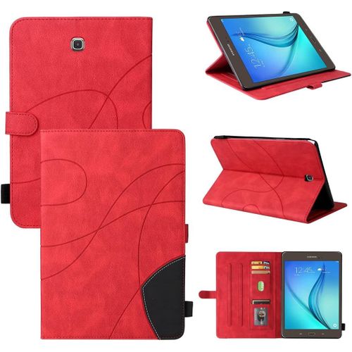Étui Pour Samsung Galaxy Tab A Sm-T350/T355 (8,0 Pouces) Pu Cuir Housse Flip Coque Avec Veille/Réveil Automatique Et Built Stand Et Magnétique Fermeture Bande Motif Protection Cas Rouge.[F2795]