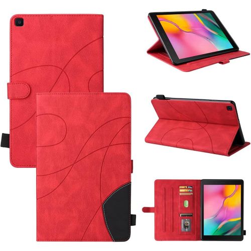 Étui Pour Samsung Galaxy Tab A Sm-T290/T295 (8,0 Pouces) Pu Cuir Housse Flip Coque Avec Built Stand Et Magnétique Fermeture Bande Motif Protection Cas Rouge.[F2793]