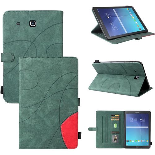 Étui Pour Samsung Galaxy Tab E Sm-T560 (9,6 Pouces) Pu Cuir Housse Flip Coque Avec Built Stand Et Magnétique Fermeture Bande Motif Protection Cas Vert.[F2826]
