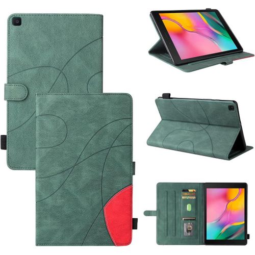 Étui Pour Samsung Galaxy Tab A Sm-T290/T295 (8,0 Pouces) Pu Cuir Housse Flip Coque Avec Built Stand Et Magnétique Fermeture Bande Motif Protection Cas Vert.[F2815]