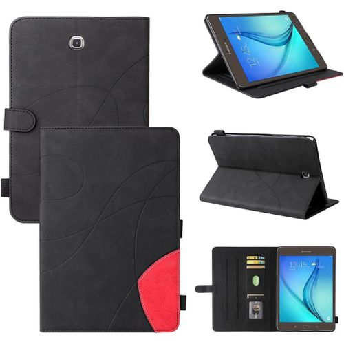Étui Pour Samsung Galaxy Tab A Sm-T350/T355 (8,0 Pouces) Pu Cuir Housse Flip Coque Avec Veille/Réveil Automatique Et Built Stand Et Magnétique Fermeture Bande Motif Protection Cas Noir.[F2824]