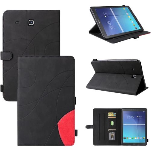 Étui Pour Samsung Galaxy Tab E Sm-T560 (9,6 Pouces) Pu Cuir Housse Flip Coque Avec Built Stand Et Magnétique Fermeture Bande Motif Protection Cas Noir.[F2792]