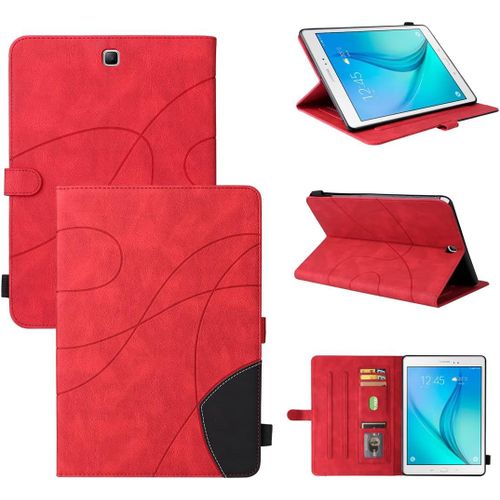 Étui Pour Samsung Galaxy Tab A Sm-T550 (9,7 Pouces) Pu Cuir Housse Flip Coque Avec Veille/Réveil Automatique Et Built Stand Et Magnétique Fermeture Bande Motif Protection Cas Rouge.[F2803]