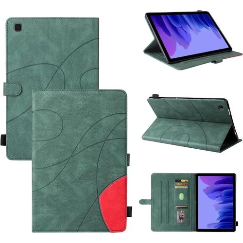 Étui Pour Samsung Galaxy Tab A7 Sm-T500/T505 (10,4 Pouces) Pu Cuir Housse Flip Coque Avec Veille/Réveil Automatique Et Built Stand Et Magnétique Fermeture Bande Motif Protection Cas Vert.[F2806]