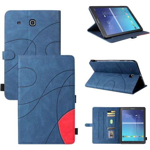 Étui Pour Samsung Galaxy Tab E Sm-T560 (9,6 Pouces) Pu Cuir Housse Flip Coque Avec Built Stand Et Magnétique Fermeture Bande Motif Protection Cas Bleu.[F2809]