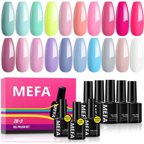 Vernis Semi Permanent 23pcs, 20 Couleur Vernis Gel Uv Semi Permanent Avec Top Coat, Base Coat, Matte Top Coat, Soak Off Uv Led Vernis À Ongles Pour Gel Ongle Manucure Nail Art 