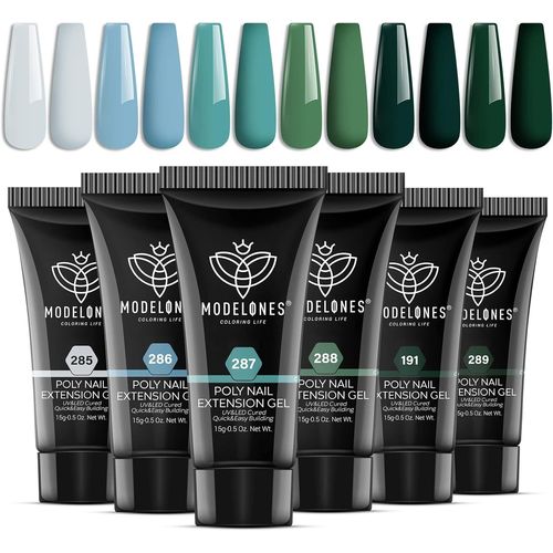 Polygel Vert 6 Couleurs 15 Ml Extension Gel Pour Faux Ongles Extension Construction Vernis Semi Permanent Quick Building Extender Gel Complet Pour Manucure Nail Art Debutant 