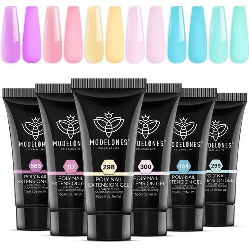 Polygel 6 Couleurs 15 Ml Extension Gel Pour Faux Ongles Extension Rose Construction Vernis Semi Permanent Quick Building Extender Gel Complet Pour Manucure Nail Art Debutant 