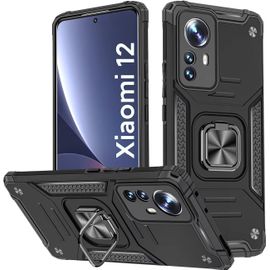 Coque Pour Xiaomi 12 / Xiaomi 12x, Housse Tpu Silicone Rotation 360° Aimant Anneau Support Double Défense Protection Etui - Noir.[S2880]