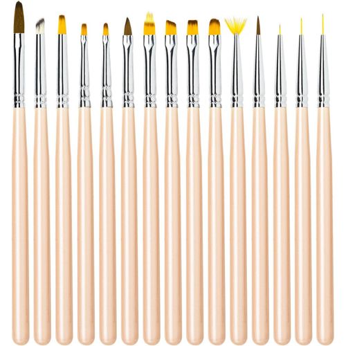 15 Pinceau Nail Art Ongles Gel Professionnel Avec Pinceau Degrader Ombre, Pinceaux Construction Uv Bout Rond Liner Fin Fleur Eventail French Set Pour Vernis Semi Permanent Peinture Acrylique 
