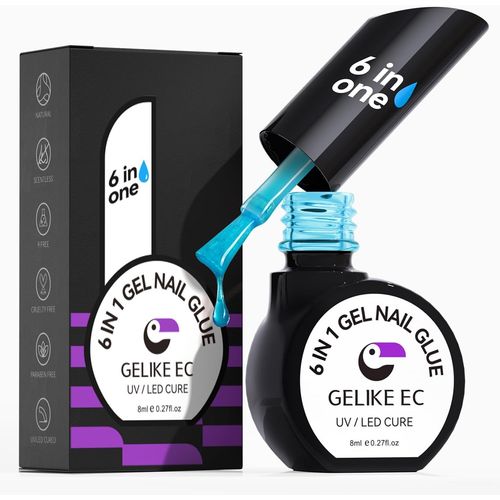 Été Manucure Colle Faux Ongles 6 En 1 - Colle Capsule Americaine Ongle, Gel Gummy Base Builder Uv, Vernis Semi Permanent Bleu Jelly, Pour Fête, Vacances, Plage, Mariage, Voyage 