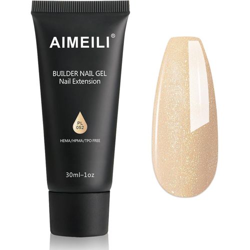 Extention Gel Pour Ongles Pailleté Shimmer, Builder Construction Gel 30ml Faux Ongles Quick Building Uv Led Vernis Semi Permanent - Perle Blanc 052 