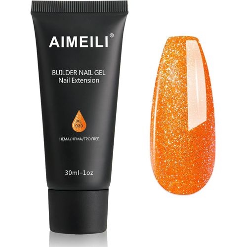Extention Gel Pour Ongles Néon Pailleté, Builder Construction Gel 30ml Faux Ongles Quick Building Uv Led Vernis Semi Permanent - 030 