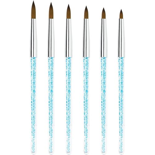 6 Pièces Pinceau Acrylique Ongle Professionnel 3d Nail Art Pour Ongles En Poudre Acrylique, Pinceaux Set Pour Vernis Semi Permanent Ongle Gel Uv Peinture 