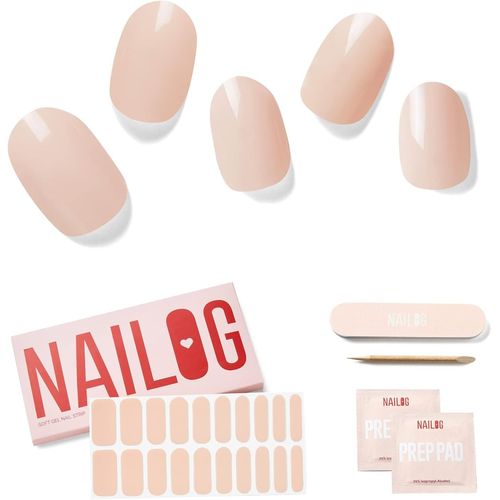 Autocollant Ongle, 20pcs Vernis Autocollant Ongles Uv,Faux Ongles Autocollants,Extra Long Finition Brillante Nail Art, Bandes D'ongles En Gel, Semi Durci Nail Stickers,Cadeau Femme, Beige 