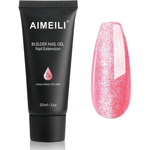 Extention Gel Pour Ongles Néon Pailleté, Builder Construction Gel 30ml Faux Ongles Quick Building Uv Led Vernis Semi Permanent - 026 