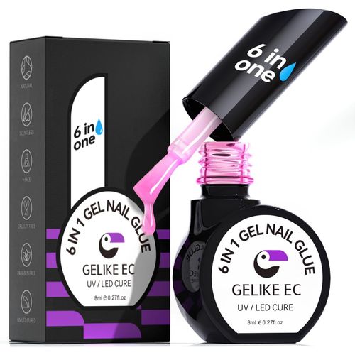Colle Capsule Americaine Ongle Pour Faux Ongles, Rose Jelly Colle Faux Ongles Gel 6 En 1, Gummy Base, Vernis À Ongles Builder Uv Pour Nail Art, Manucure, Salon 