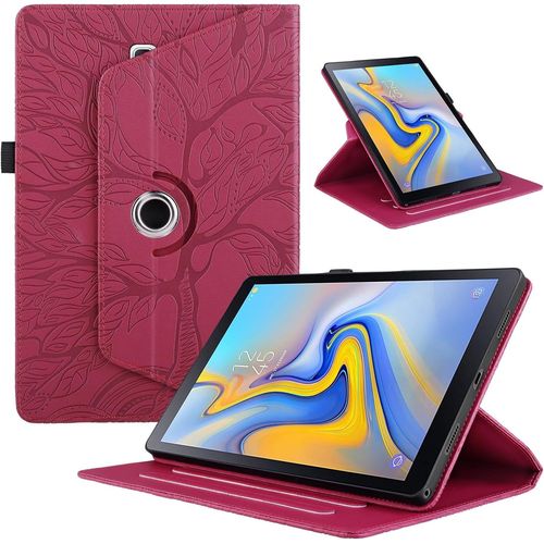 Coque Pour Tablette Samsung Galaxy Tab A 10.5"" 2018 Sm-T590/T595 Étui Housse Pu Cuir 360°Rotatif Support Protection Flip Coque Pour Samsung Galaxy Tab A 10.5"" 2018 Cover, Rouge Arbre.[F1808]