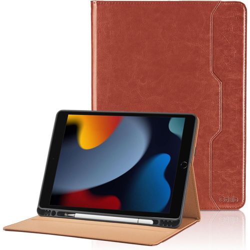 Coque Pour Ipad 10.2 Pouces Modèle 2021/2020/2019, 9ème/8ème/7ème Génération Pu Cuir Cover Tablette Housse De Protection Auto Réveil/Sommeil, Multi-Angle Étui Avec Pencil Holder - Marron.[F6721]
