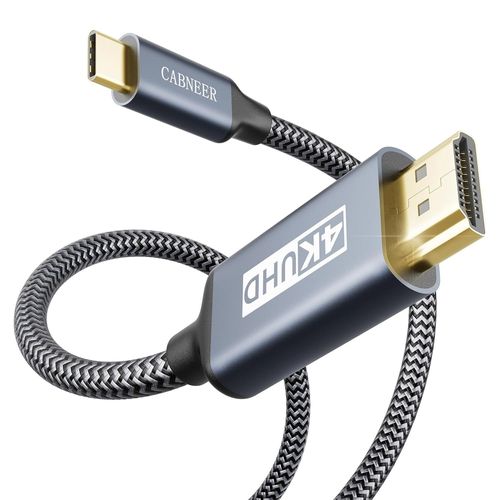 HDMI USB C 2M, 4K 30Hz Cable Usb C vers HDMI Compatible pour Thundebrbolt 3/4, Nylon Cable USB C to HDMI pour MacBook Air 2018, pour Samsung S23, pour Dell, pour iMac etc.[F941]