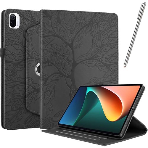 Coque Pour Xiaomi Pad 5 / Pad 5 Pro, Étui Cuir Pu Housse De Protection Flip Avec [Stylet] Fonction Support Antichoc Étui Rotatif À 360° [Sommeil/Réveil Automatique] - Noir.[F4298]