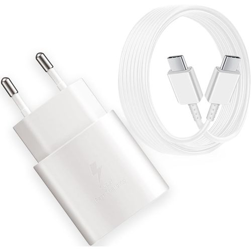 Chargeur Usb C Rapide 25w +1,5m Cable Usb-C Compatible Avec Samsung Galaxy A54 A53 A51 A34 A33 A14 A13 5g A70 A52 S23 S22 S21 S20 Fe Ultra Plus Z Fold 5/ Z Flip5 Type C Super Fast Charging S.[F2100]
