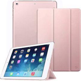 Coque Pour Ipad Air 2 2014 / Ipad Air 2013 9.7 Pouces - Etui De Protection Mince Et Léger Housse Arrière Semi-Transparent Avec Fonction Sommeil/Réveil Automatique, Or Rose.[F3747]