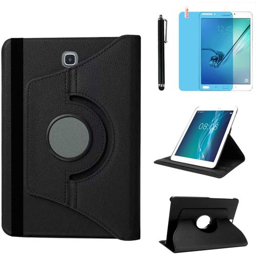 Étui Housse Coque Pour Samsung Galaxy Tab S2 8.0 Pouces 2015 (Sm-T710 Sm-T713 Sm-T715) - 360 Degrés Rotation Full Protection Kickstand Case Cover,Avec Un Stylo,Écran Film (Black).[F3760]