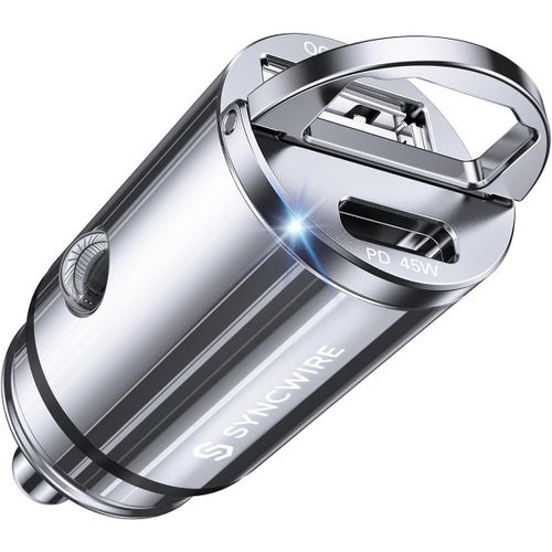 Chargeur Voiture Usb C - [Pd Pps 45w&qc 45w] Tout Métal Mini Prise Allume Cigare Usbc Rapide Pour Iphone 15 14 13 12 11 Pro Max Xr X, Google Pixel 7/6 Pro, Samsung Galaxy S23/S22/S21.[F956]